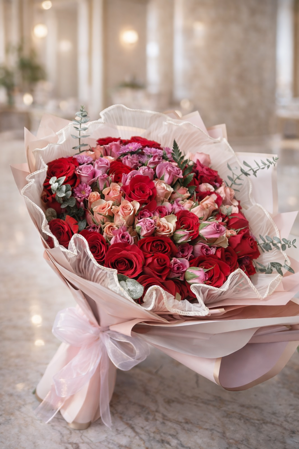 Red and pink flowers