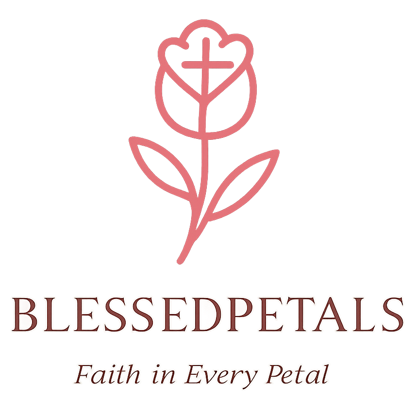 Logo of 'Blessed Petals' with a stylized flower on a white background